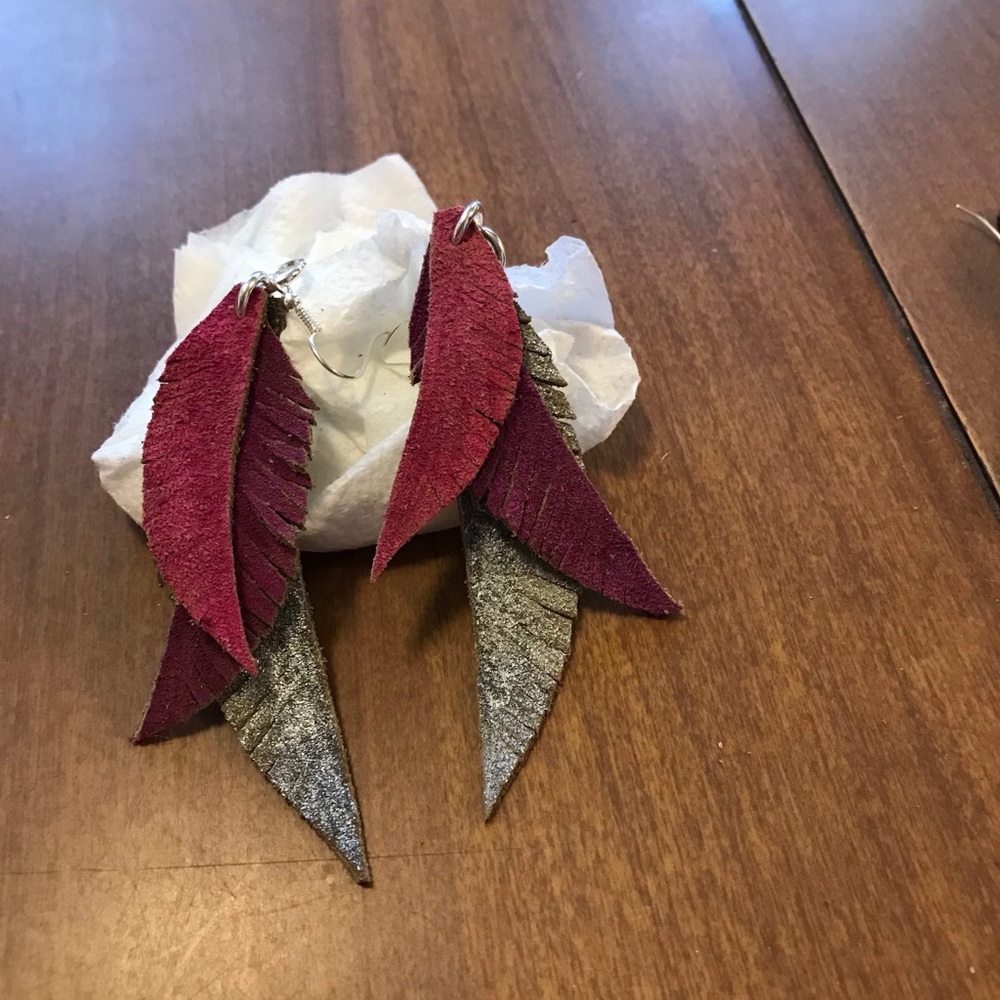Handmade leather earrings